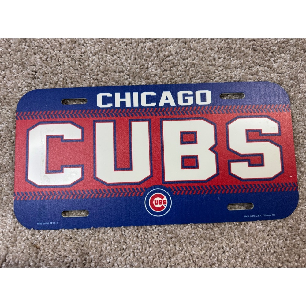 Chicago Cubs MLB License Plate WinCraft Blue Red Baseball Decor 10x5